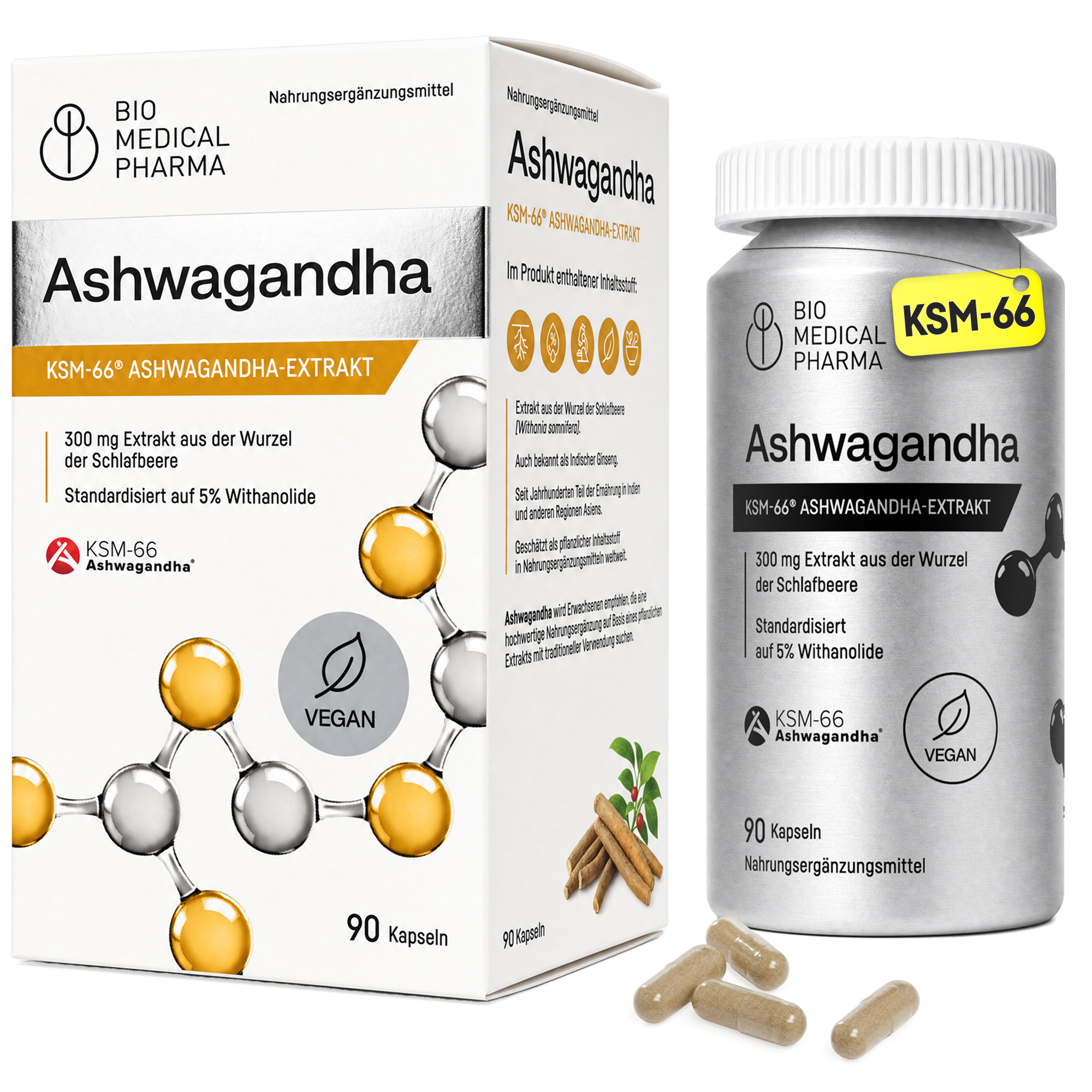 Bio Medical Pharma Ashwagandha KSM-66 Capsules – Root Extract & Withanolides