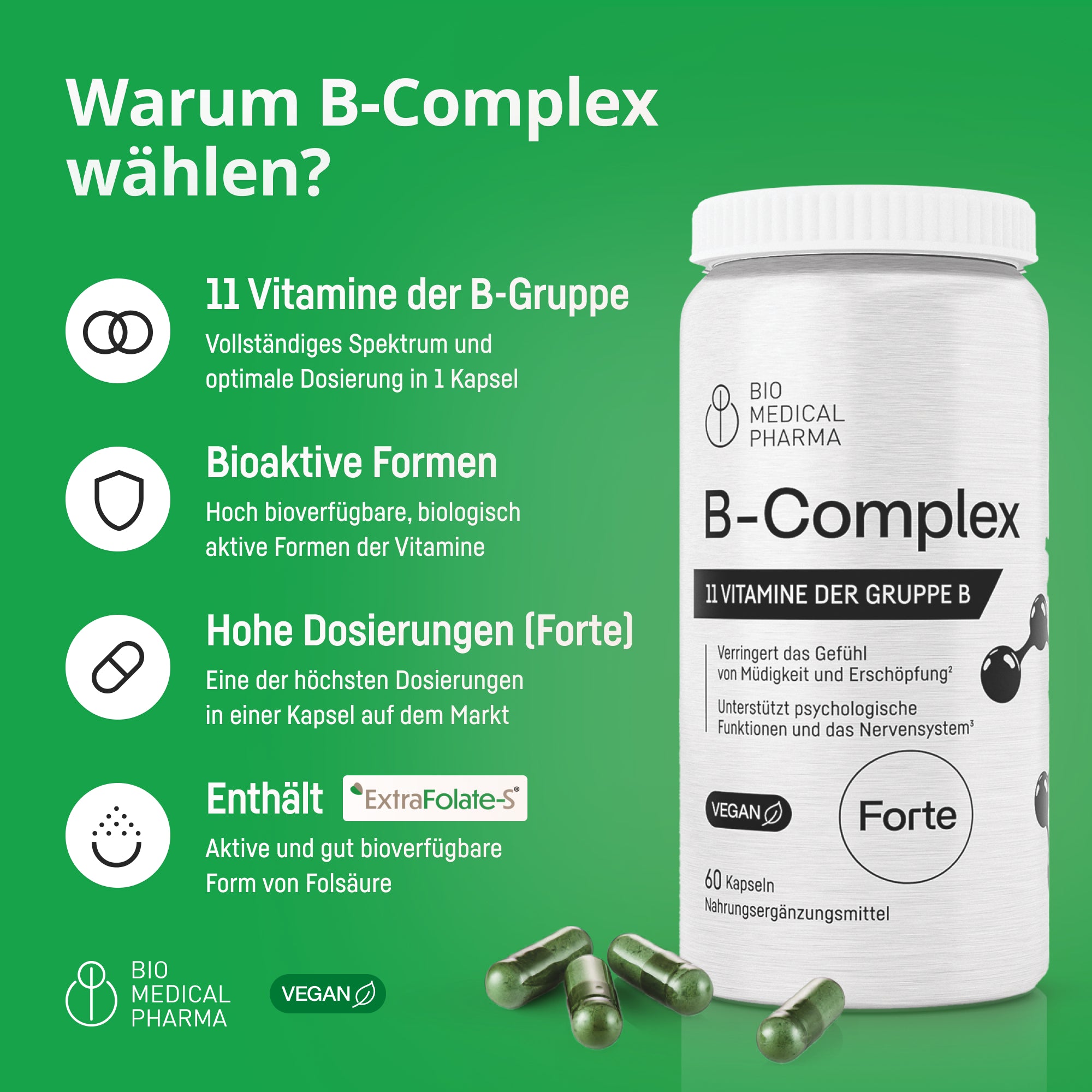 Bio Medical Pharma Vitamin B-Complex Capsules with 11 B-Vitamins