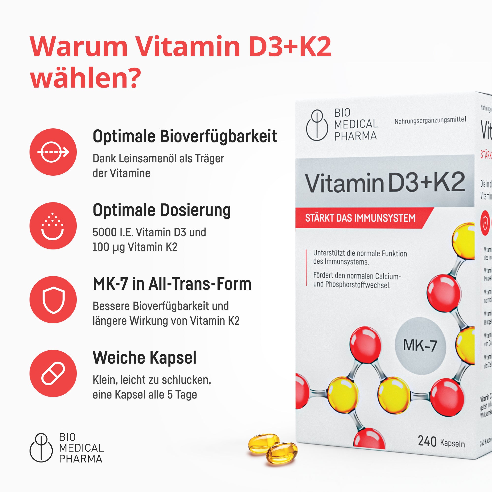 Bio Medical Pharma Vitamin D3 K2 MK-7 – Immune & Cardiovascular Health