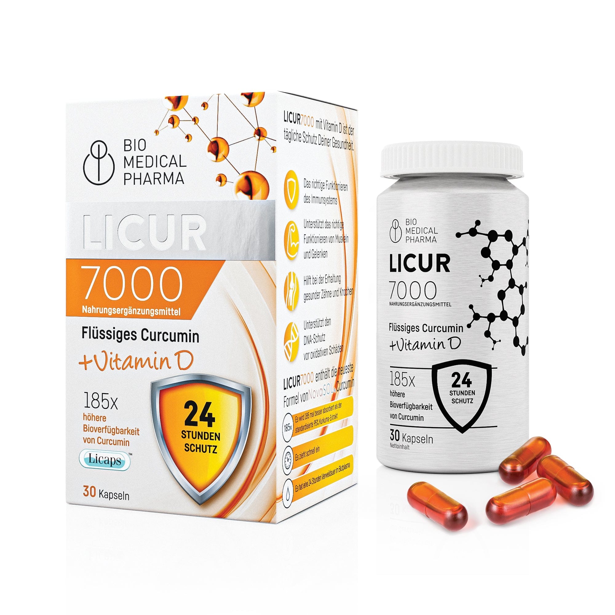 Bio Medical Pharma Turmeric Curcumin Capsules & Vitamin D – Licur 7000