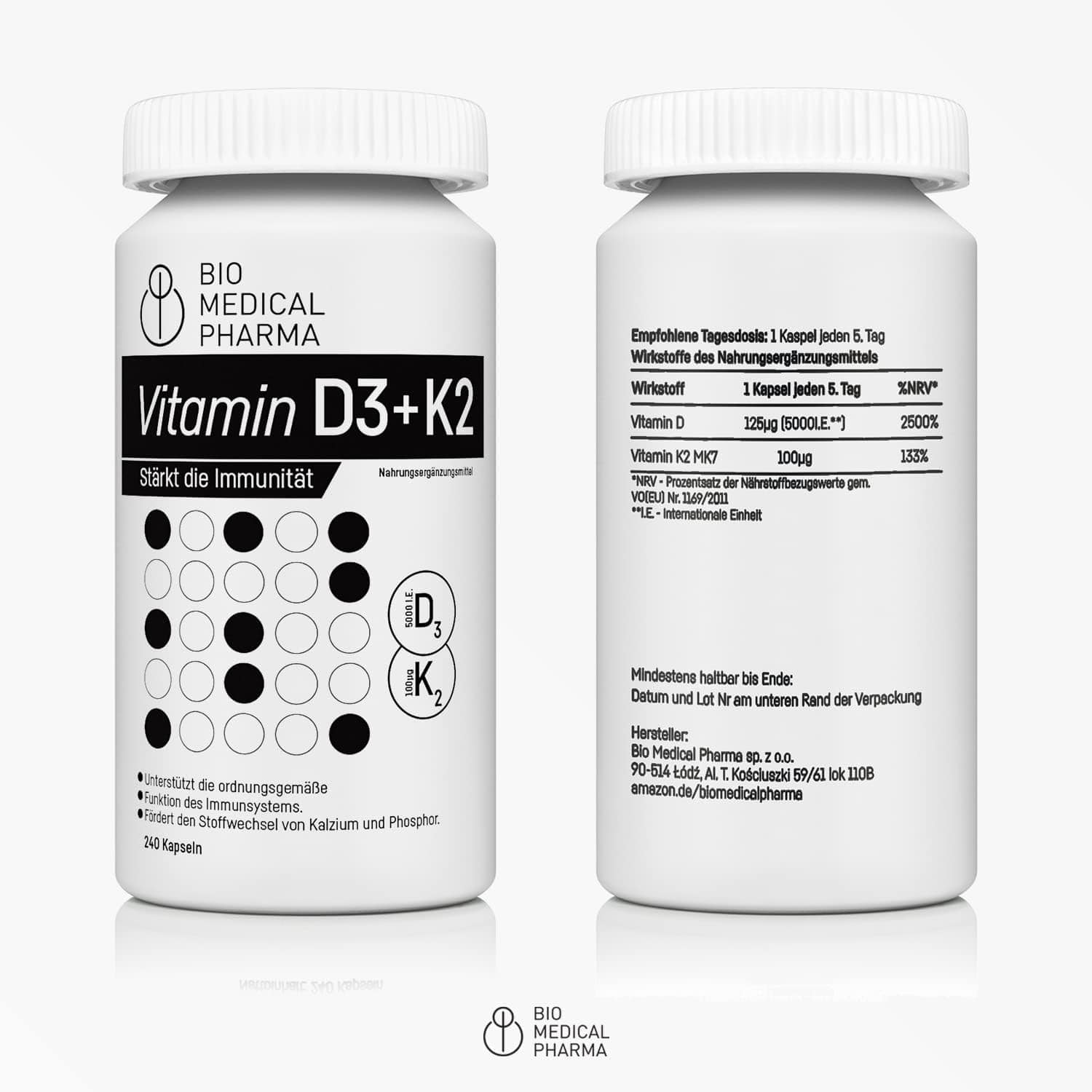 Bio Medical Pharma Vitamin D3 & K2 MK-7 – Immune & Cardiovascular Health